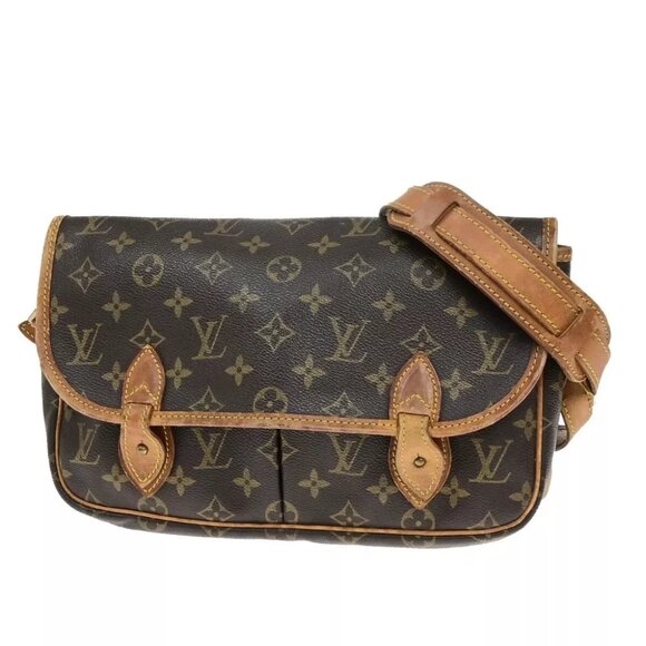 LOUIS VUITTON LV Logo Gibeciere MM Shoulder Bag Monogram Leather - Picture 1 of 16